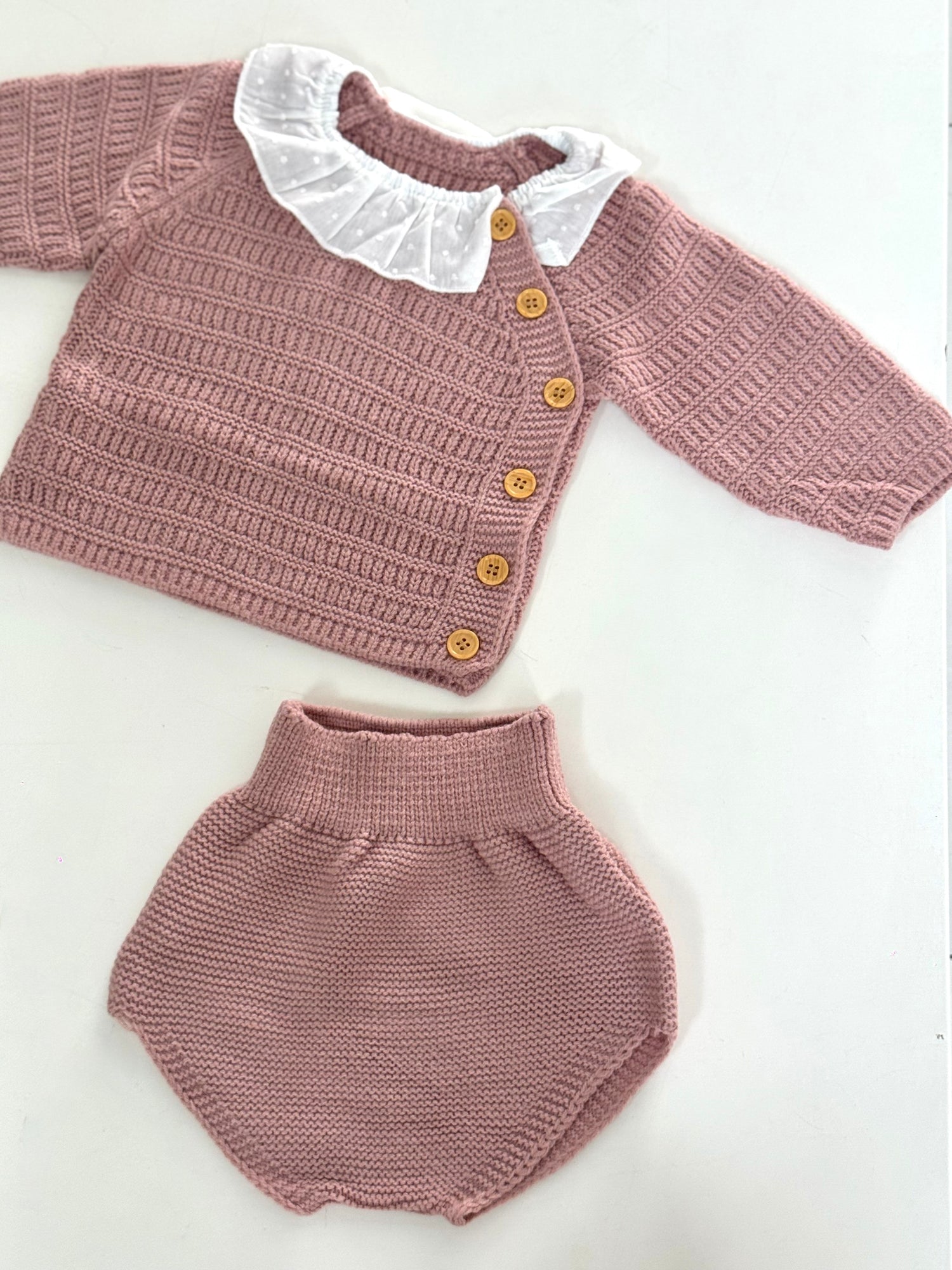 Set Tejido con Botones Rosa